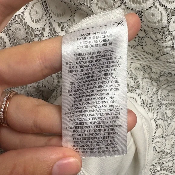 LAUREN Ralph Lauren Cotton Blend Black/ White Lace Dress Size 12 - Picture 5 of 7